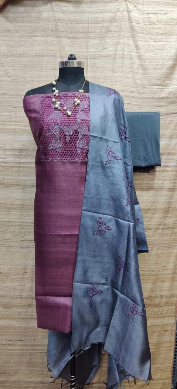 PURE DESI TUSSAR SILK DRESS MATERIAL-TSD29 – Gayathri Reddy Traditional  Designer Studio