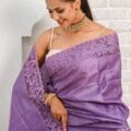 Cut Work Tussar Silk Saree With Blouse Piece