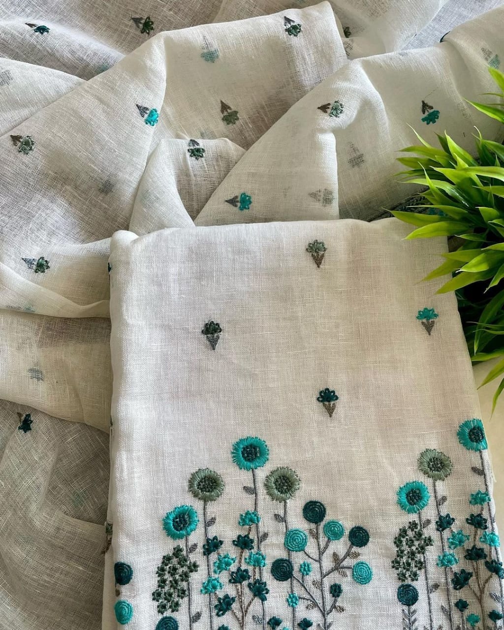 Exclusive Organic Linen Embroidery Suit
