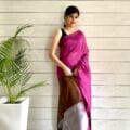 a women wear linen silk sarees in picture