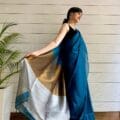 a women wear linen silk sarees in picture