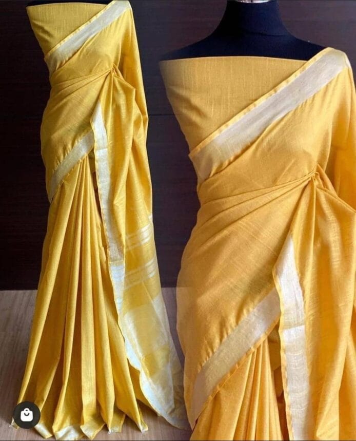 Pure Linen Sarees for Women with Blouse Piece