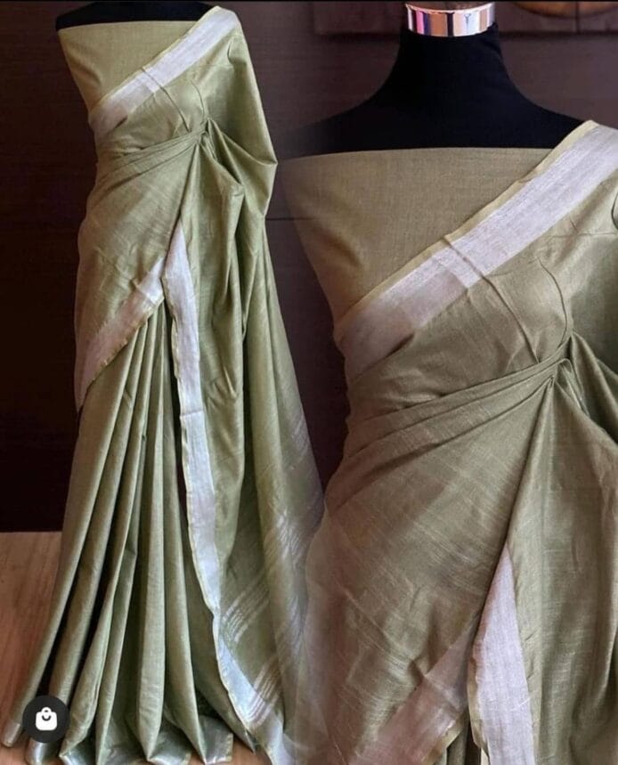 Pure Linen Sarees for Women with Blouse Piece