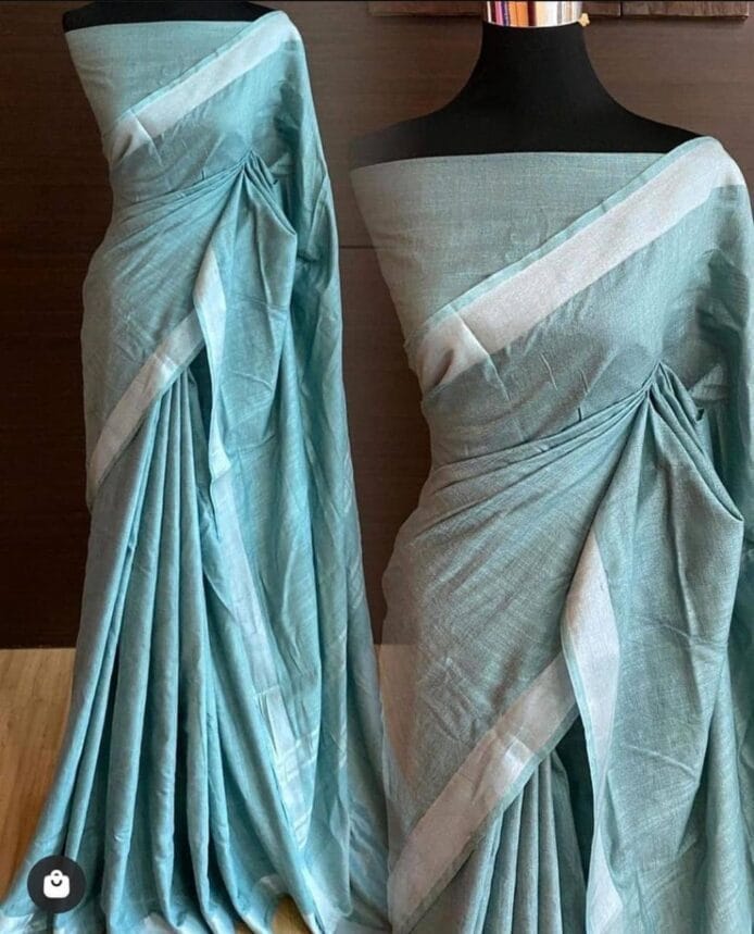 Pure Linen Sarees for Women with Blouse Piece