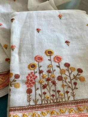 Linen Dress Material - Embroidery Suits