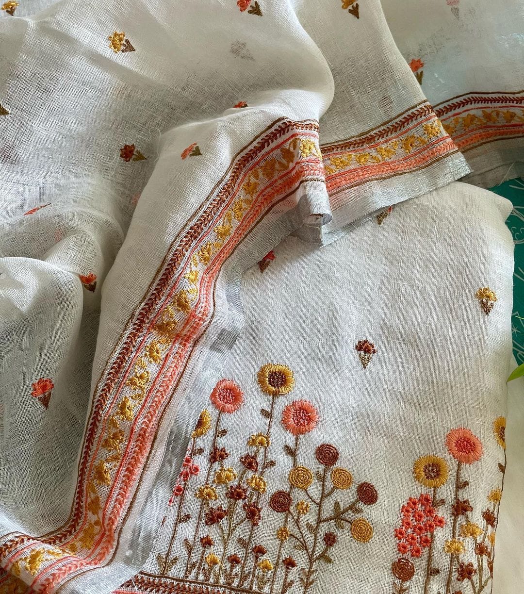 Pure Organic Linen Dress Material - Embroidery Suits Pure Organic Linen Dress Material - Embroidery Suits