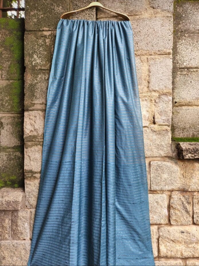 Zari Stripes Semi Silk Saree with Sequence Pallu