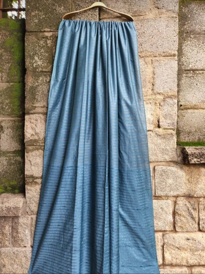 Zari Stripes Semi Silk Saree with Sequence Pallu