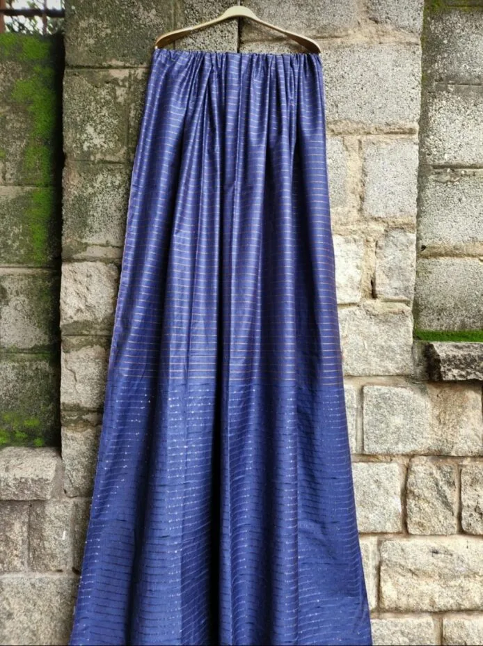 Zari Stripes Semi Silk Saree with Sequence Pallu