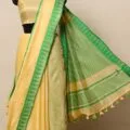 Semi Tussar Silk Sarees with Temple Border Design