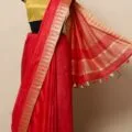 Semi Tussar Silk Sarees with Temple Border Design