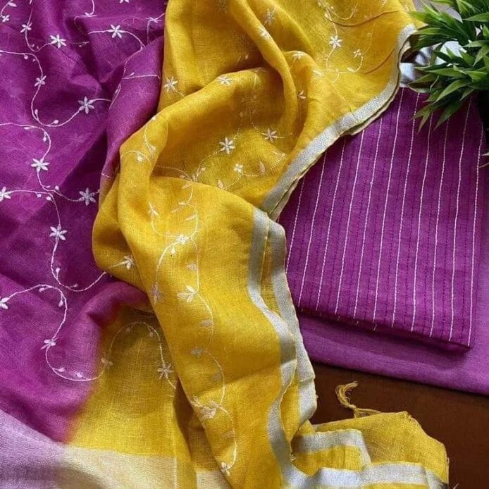 Linen Chikankari Salwar Kameez Material