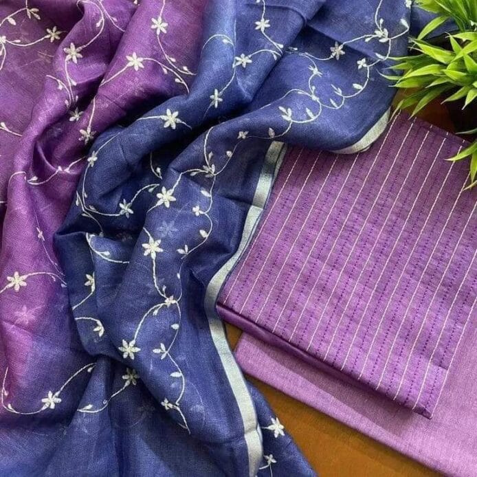 Linen Chikankari Salwar Kameez Material