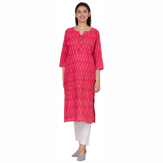Ikkat Organic Cotton Kurti For Women