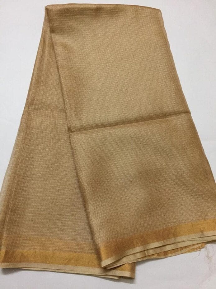 Kota Doria Silk Saree is on the floor