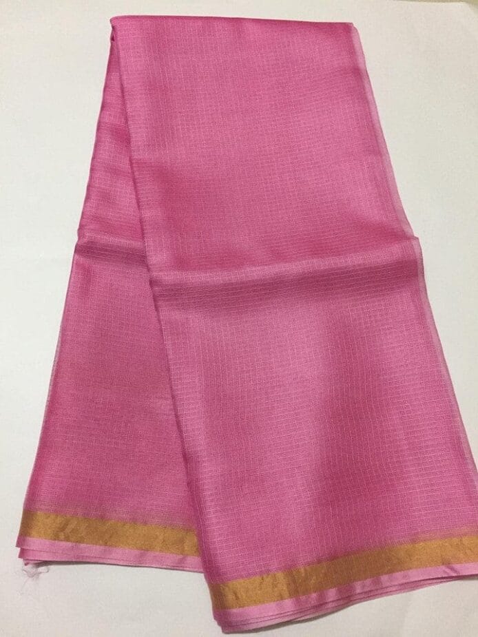 Kota Doria Silk Saree is on the floor