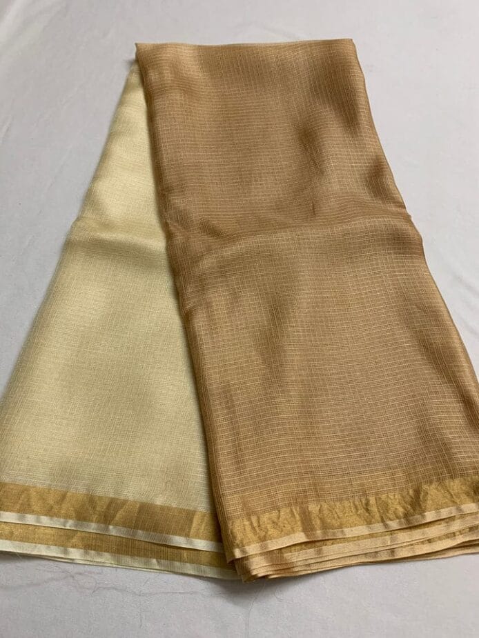 Bhagalpuri Kota Doria Silk Saree is on the floor