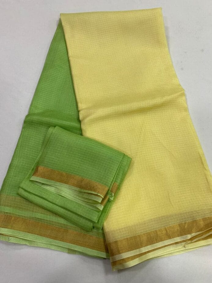 Bhagalpuri Kota Doria Silk Saree is on the floor
