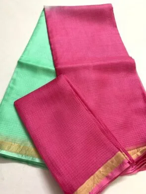 Bhagalpuri Kota Doria Silk Saree is on the floor