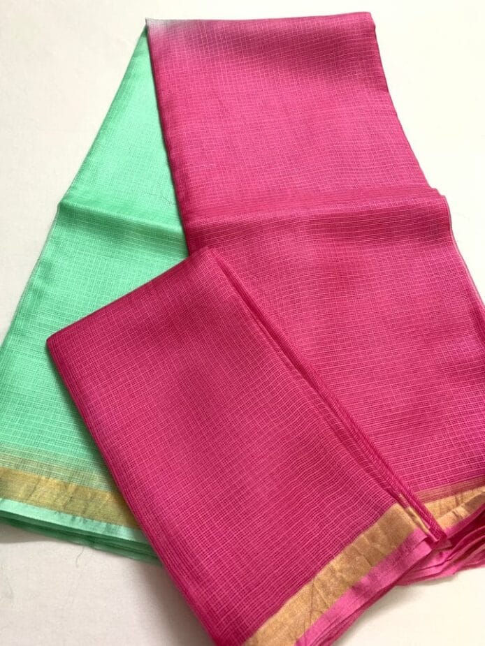 Bhagalpuri Kota Doria Silk Saree is on the floor