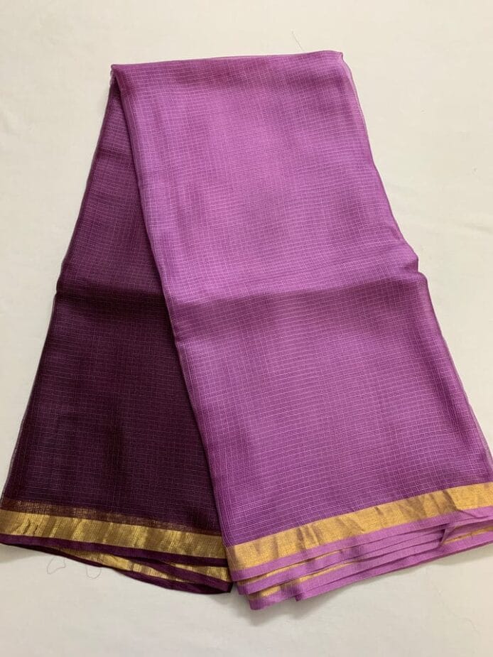 Bhagalpuri Kota Doria Silk Saree is on the floor