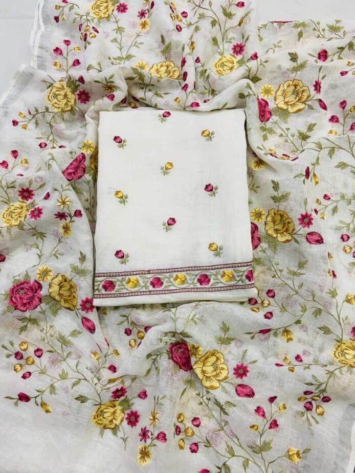 Exclusive Linen Heavy Embroidery Suits Set in the picture - Trending Collection