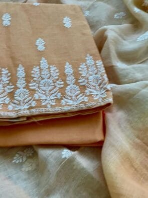 Luxurious Linen Embroidery Suits on the floor