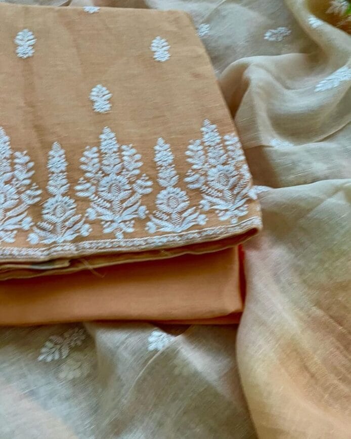 Luxurious Linen Embroidery Suits on the floor
