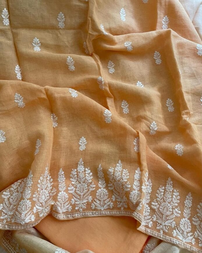 Luxurious Linen Embroidery Suits on the floor