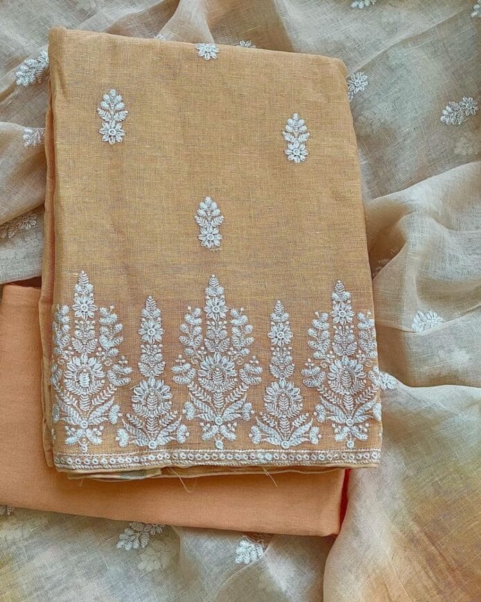 Luxurious Linen Embroidery Suits on the floor