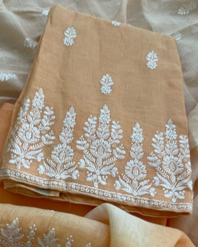 Luxurious Linen Embroidery Suits on the floor