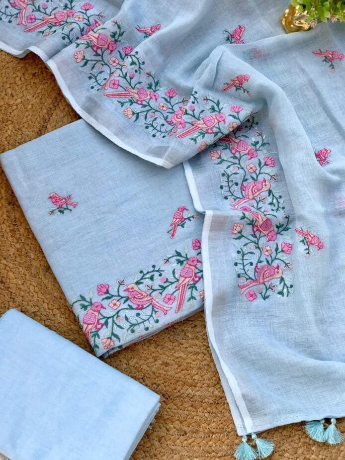 Linen Embroidered Salwar Kameez