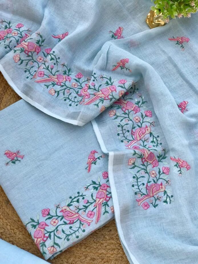 Linen Embroidered Salwar Kameez