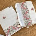 Linen Embroidery on Salwar Suits on the Floor
