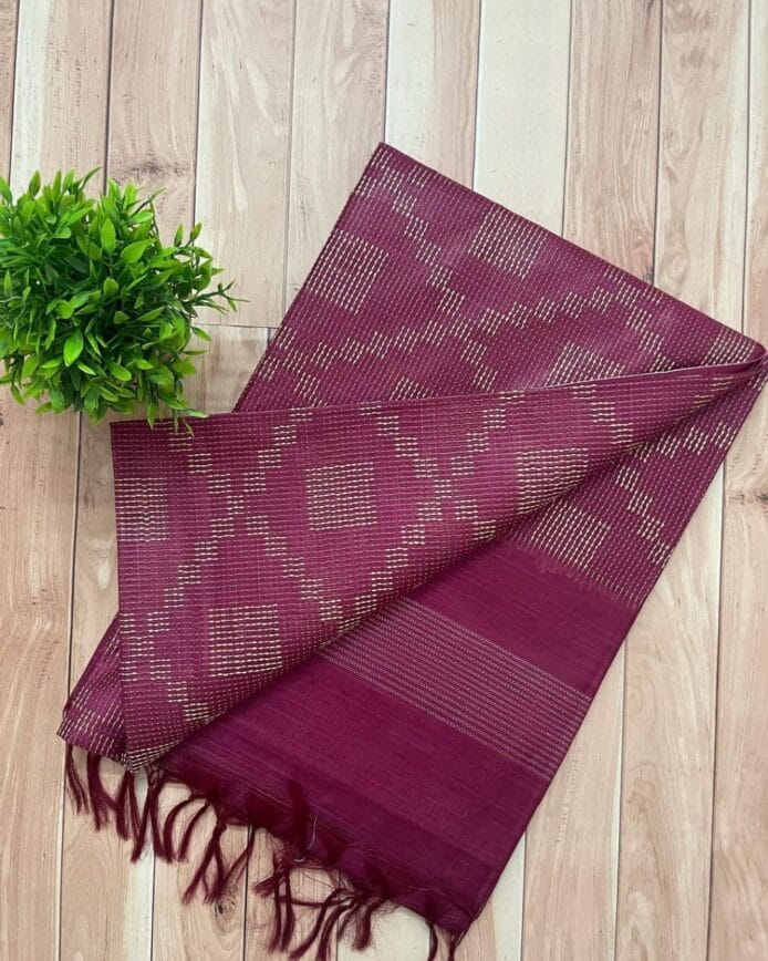 Kota Silk Sarees on the floor with Plant pot