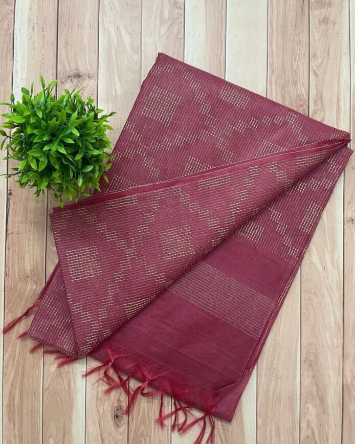 Kota Silk Sarees on the floor with Plant pot