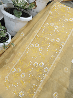 Kota doria silk suits with pot on the floor shooting