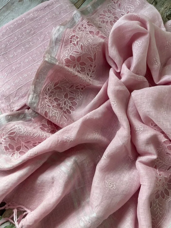 Stunning Linen Cutwork Suit Designs for women