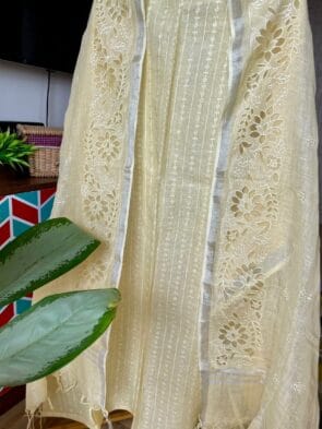 Pure Linen Hand Cutwork Embroidery Suit Design