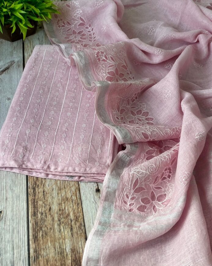 Stunning Linen Cutwork Suit Designs for women