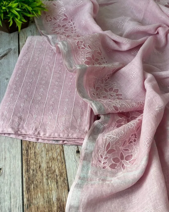 Stunning Linen Cutwork Suit Designs for women