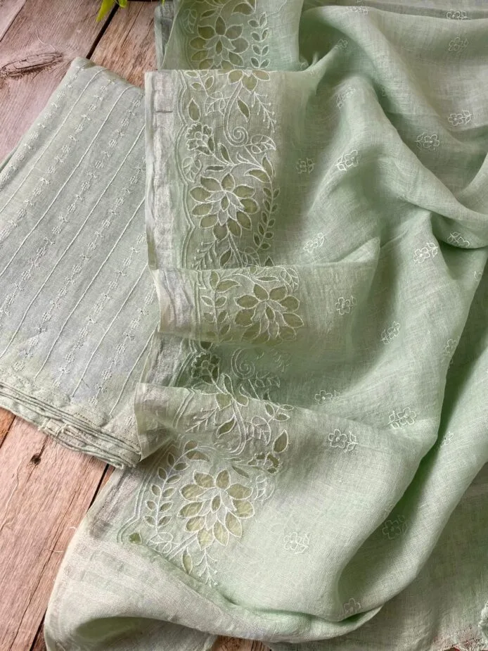 Pure Linen Cutwork Salwar Materia