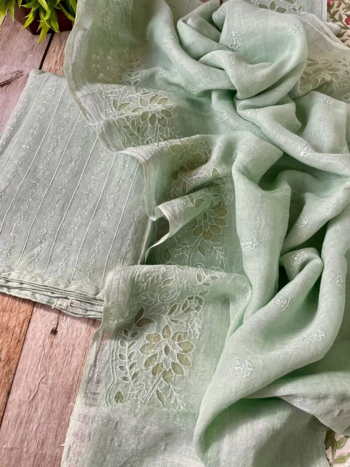Pure Linen Cutwork Salwar Materia