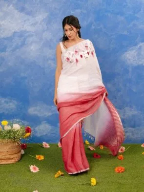 Linen Sarees with model