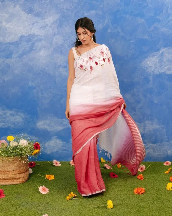 Linen Sarees with model