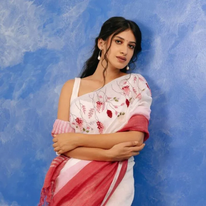 Linen Sarees with model