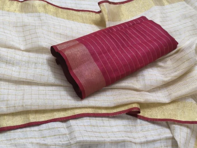 Off-White Onam Sarees for Women on the floor