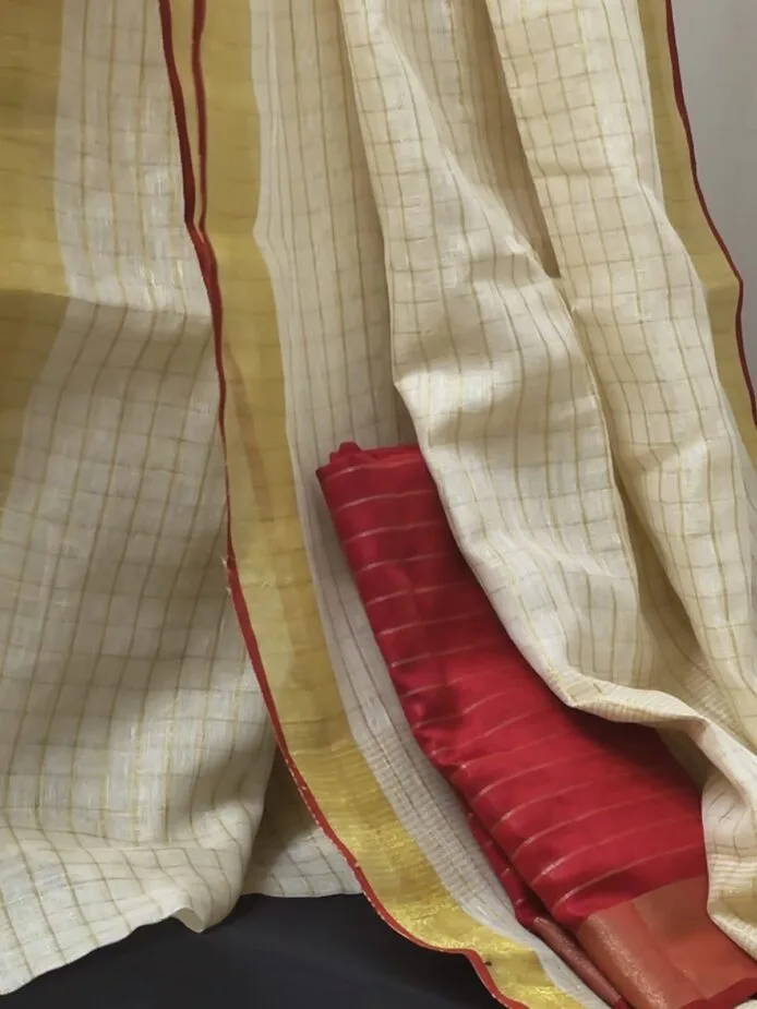 Off-White Onam Sarees for Women on the floor
