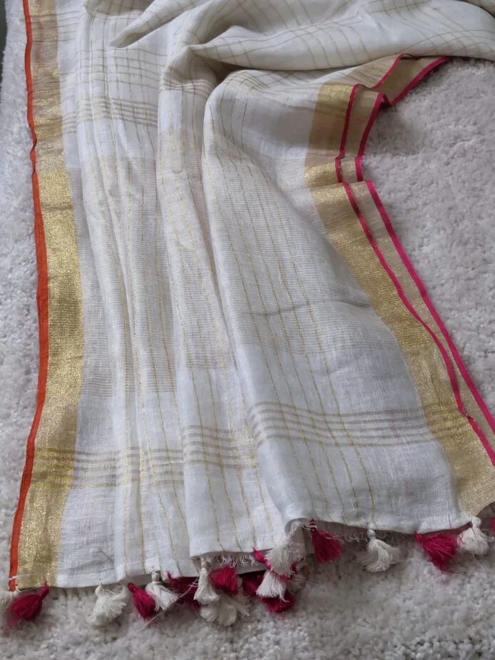 Onam sarees for women on the floor