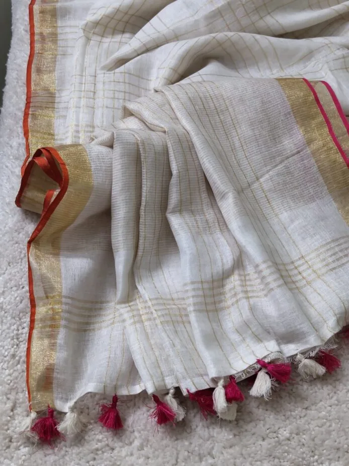 Onam sarees for women on the floor